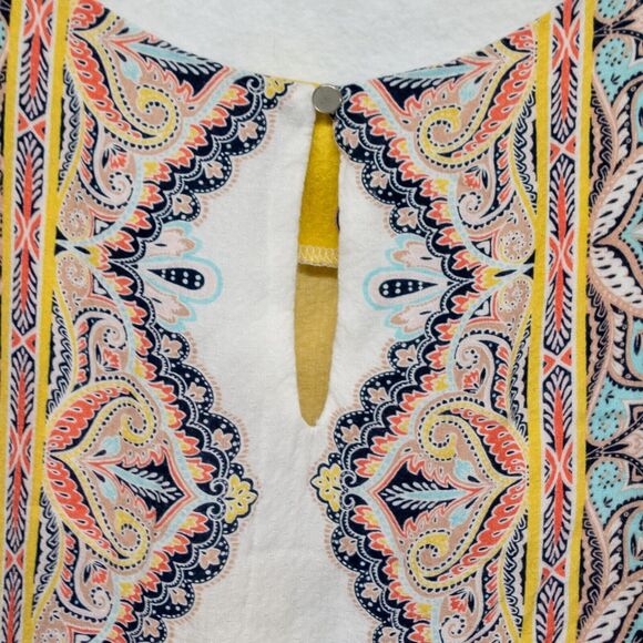 Women's Vintage XL Tank Top VERSE Retro Yellow Floral 100% Rayon Made in USA - Picture 4 of 5